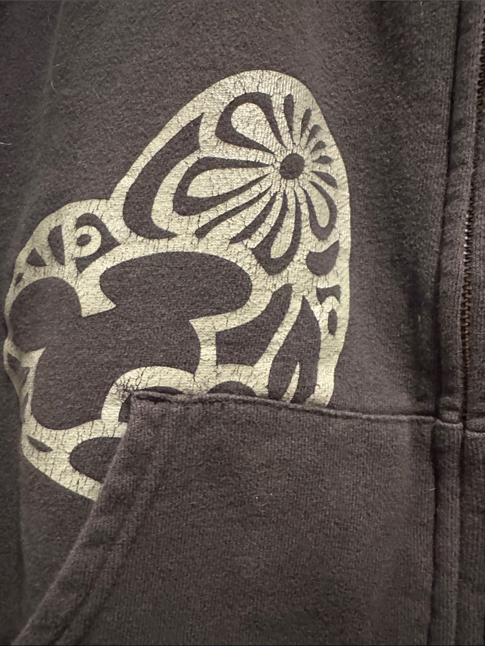Disney Black Zip-Up Hoodie with Floral Heart & Sleeve Appliqué - Picture 4 of 7